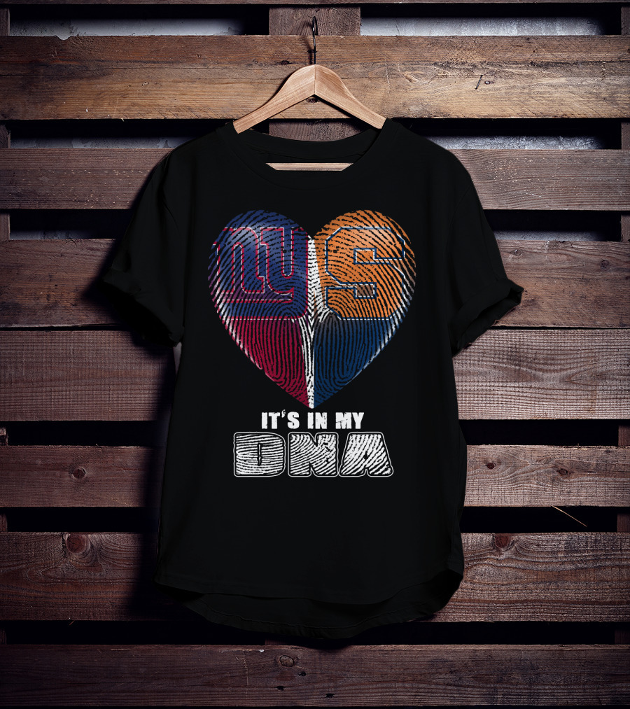 It's In My Dna New York Giants Syracuse Football Heart Fingerprint T-Shirt