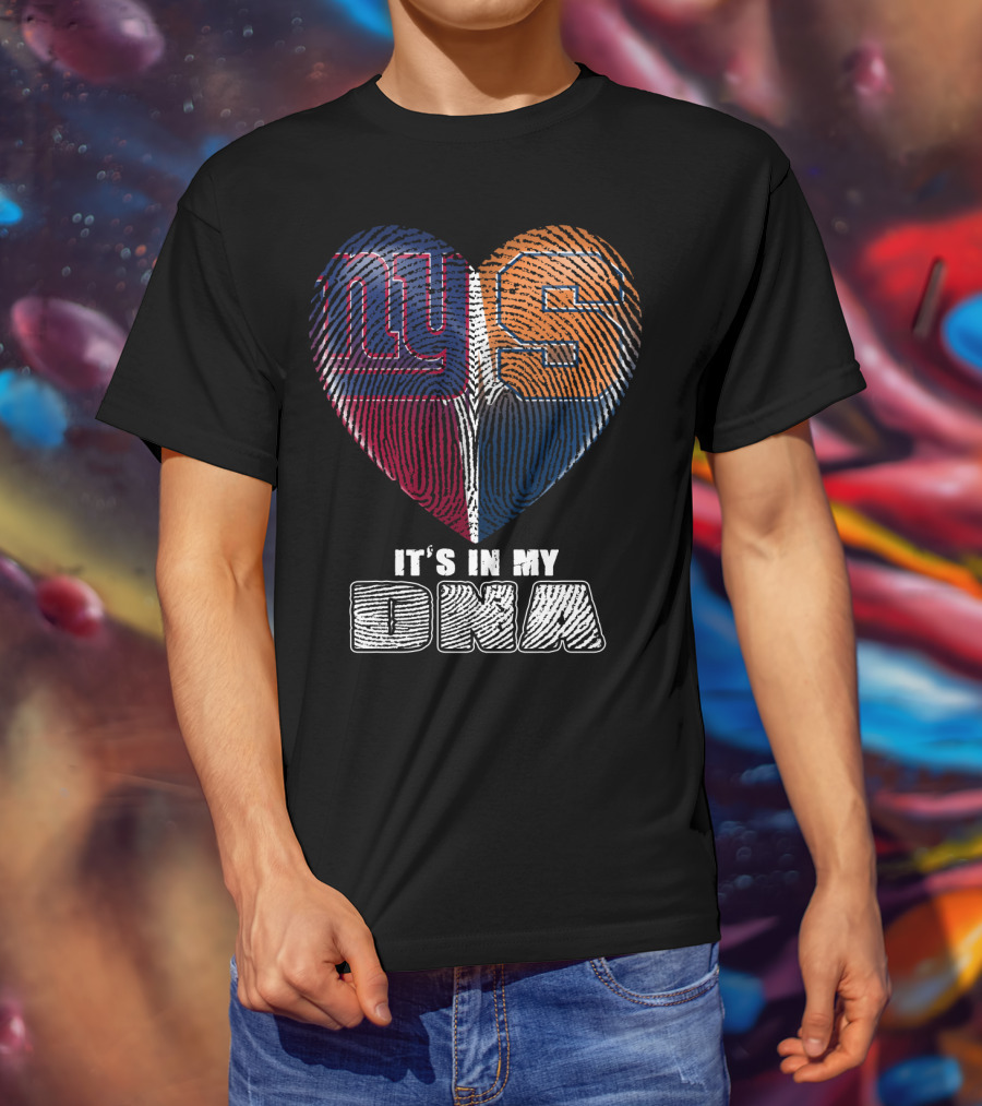 It's In My Dna New York Giants Syracuse Football Heart Fingerprint T-Shirt