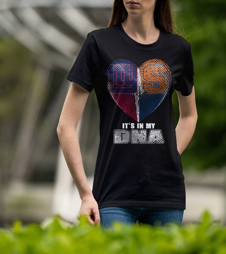 It's In My Dna New York Giants Syracuse Football Heart Fingerprint T-Shirt
