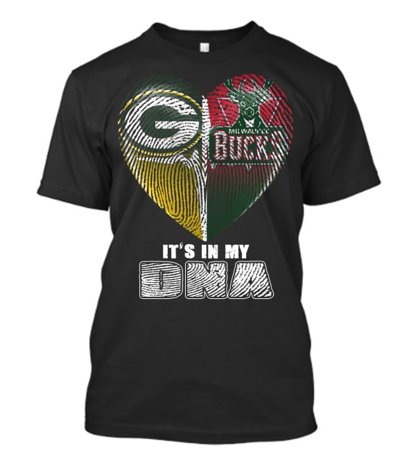 Green Bay Packers Milwaukee Bucks It's In My Dna T-Shirt