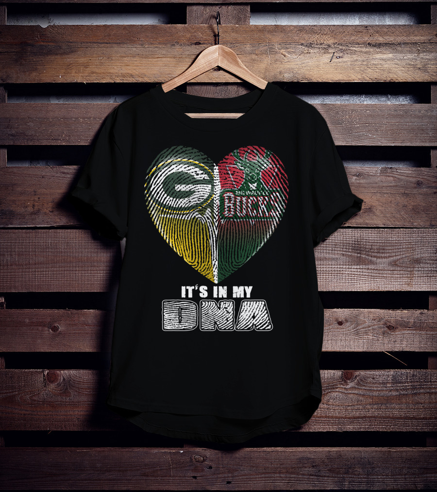 Green Bay Packers Milwaukee Bucks It's In My Dna T-Shirt