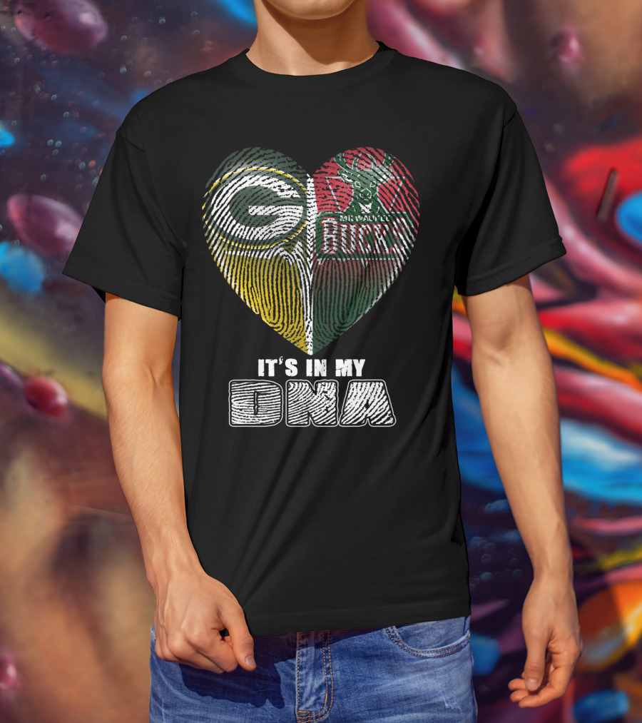 Green Bay Packers Milwaukee Bucks It's In My Dna T-Shirt