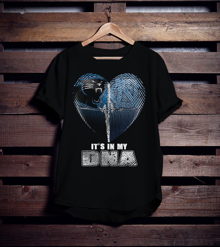 It's In My Dna Carolina Panthers North Carolina Tar Heels Heart Fingerprint T-Shirt