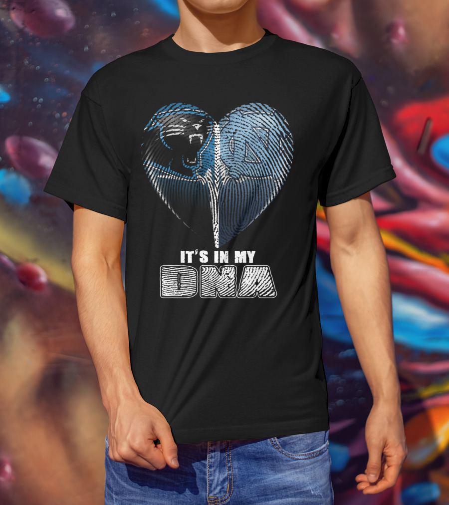 It's In My Dna Carolina Panthers North Carolina Tar Heels Heart Fingerprint T-Shirt