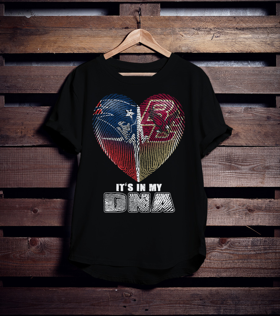 It's In My Dna Patriots Boston College Heart Fingerprint T-Shirt