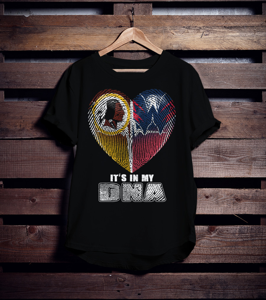 It's In My Dna Washington Football And Wizards Heart Fingerprint T-Shirt