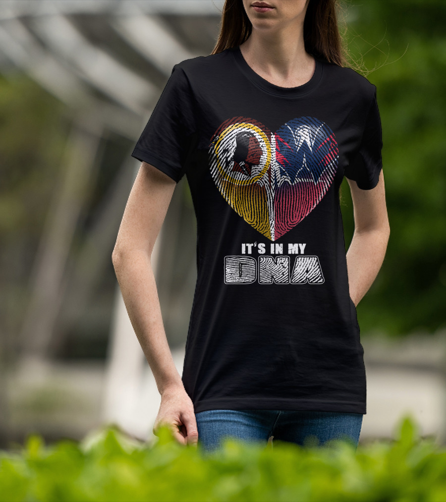 It's In My Dna Washington Football And Wizards Heart Fingerprint T-Shirt