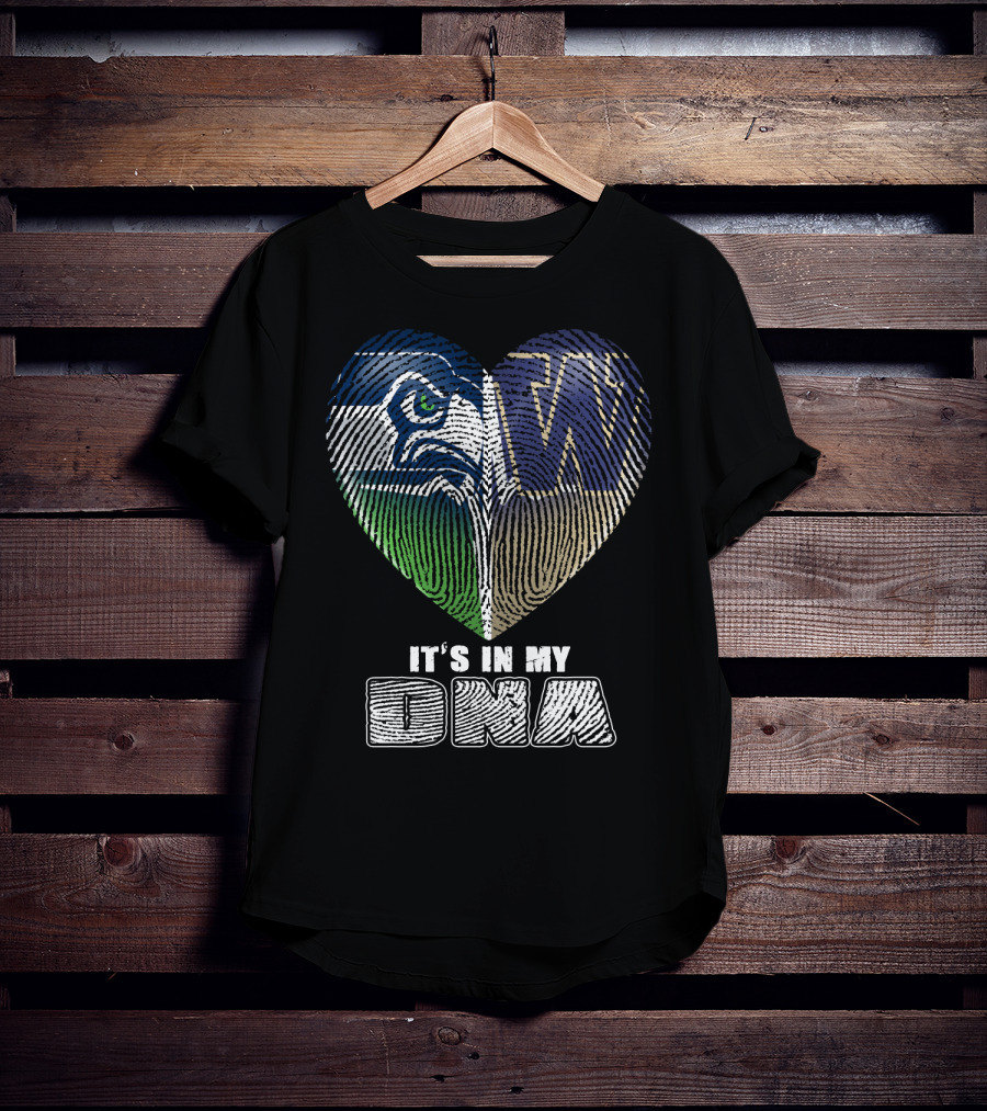 It's In My Dna Seahawks Huskies Heart T-Shirt