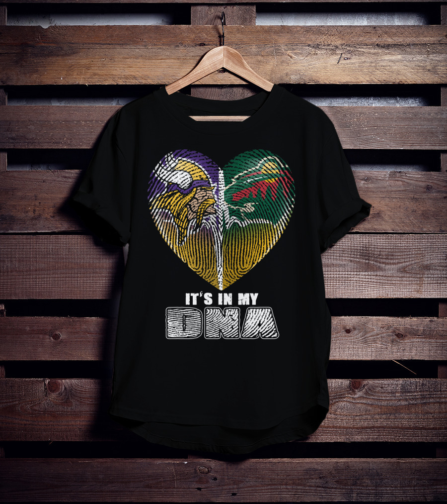 It's In My Dna Minnesota Vikings Wild Heart Fingerprint T-Shirt