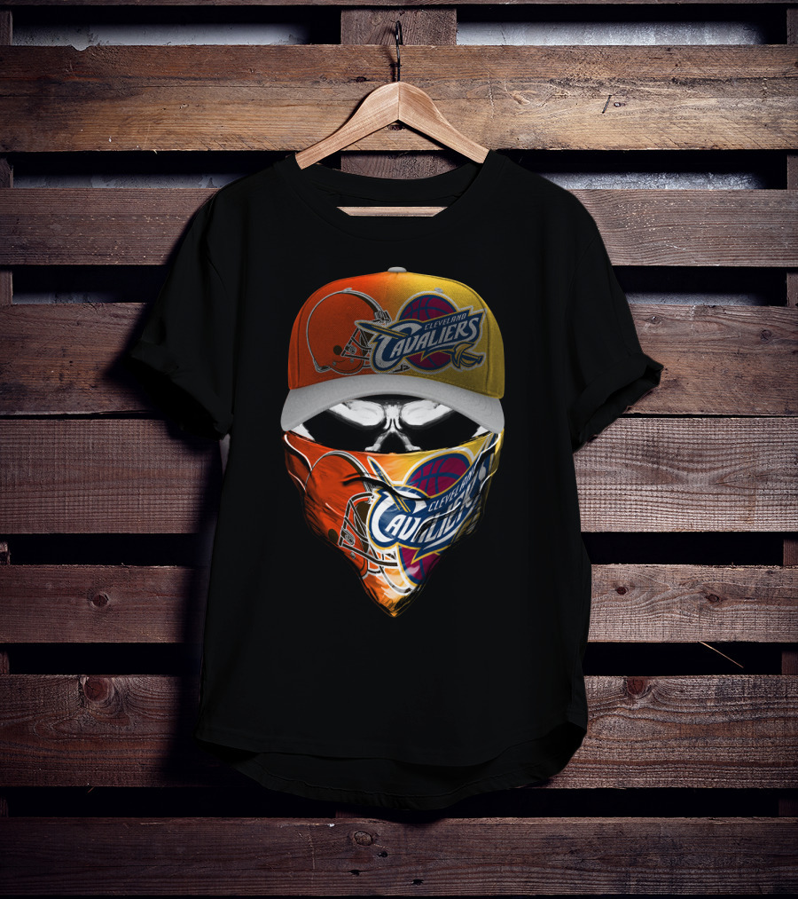Cleveland Cavaliers Skum 021 Mask And Hat Design Featuring Team Logos T-Shirt