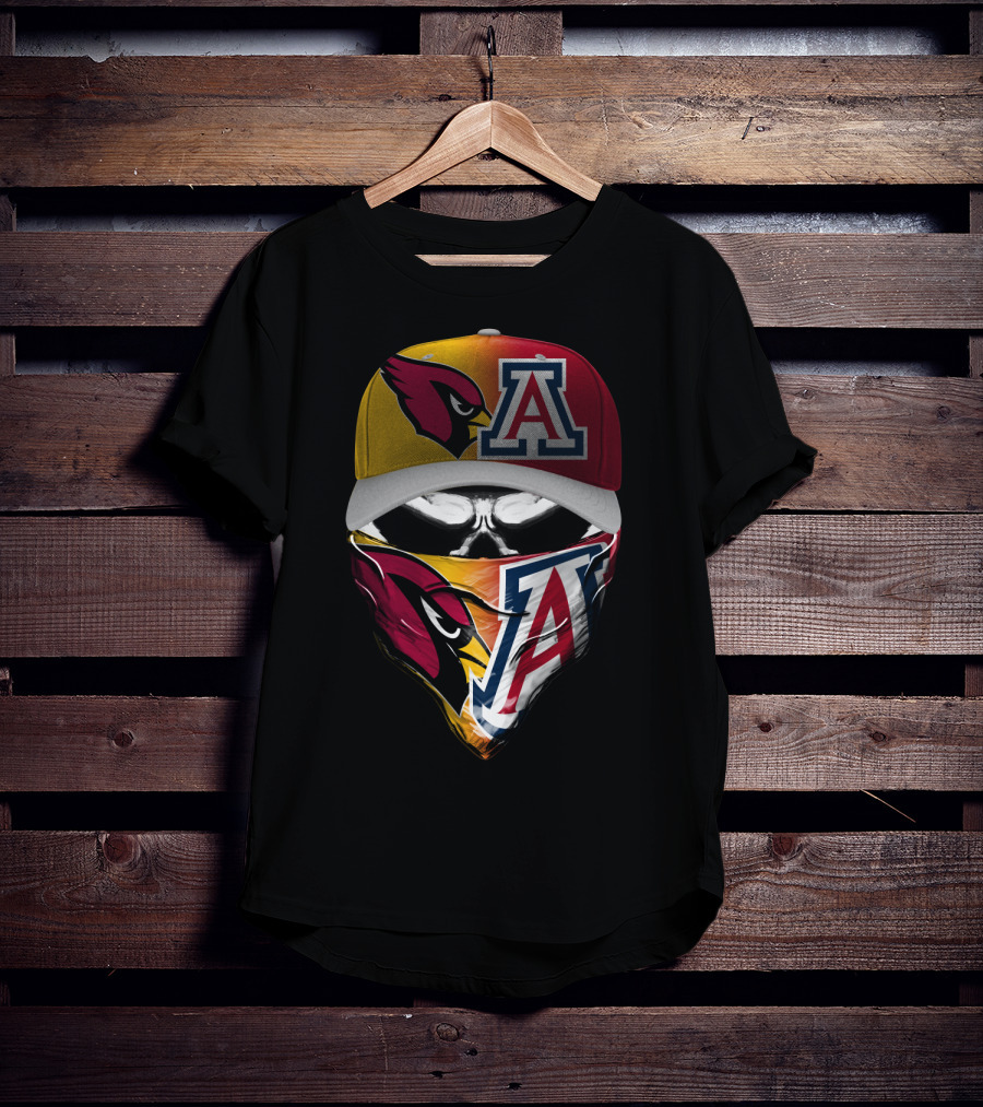 Arizona Cardinals And University Of Arizona Wildcats Fan Mask 'Skum 031' T-Shirt