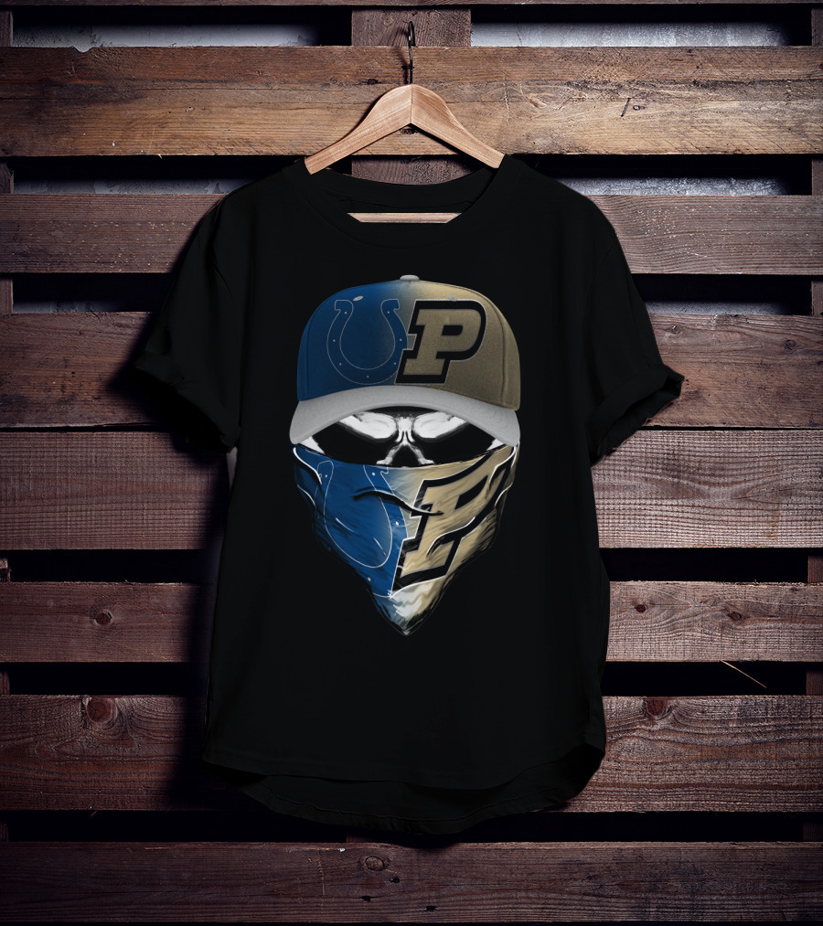 Indianapolis Colts Purdue Boilermakers Skull Mask Skum T-Shirt
