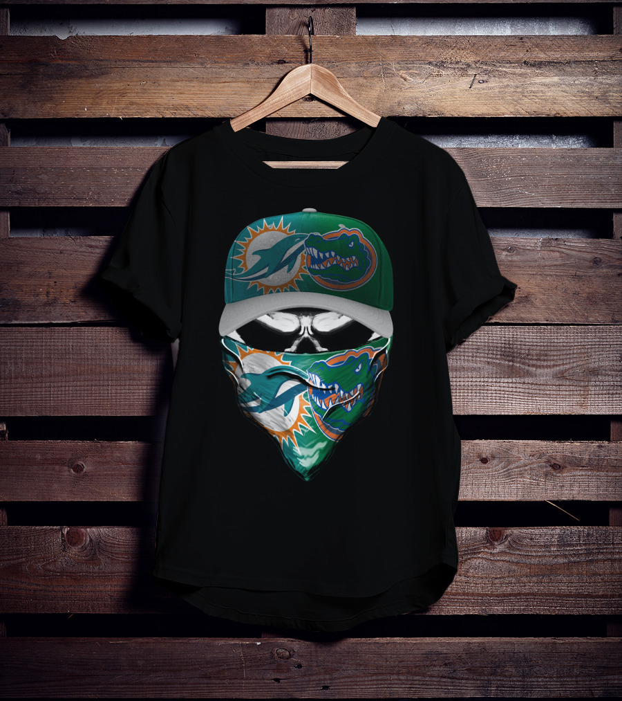 Miami Dolphins Florida Gators Skull Cap Bandana T-Shirt