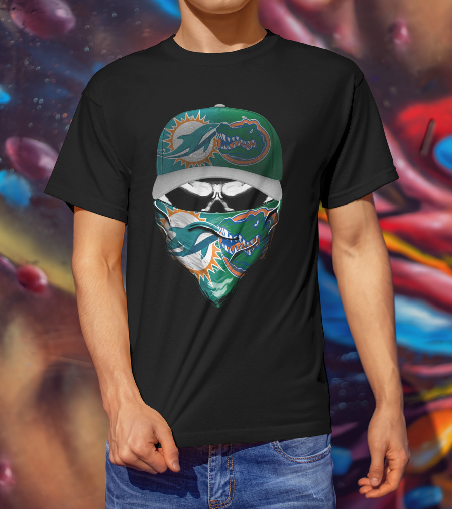 Miami Dolphins Florida Gators Skull Cap Bandana T-Shirt