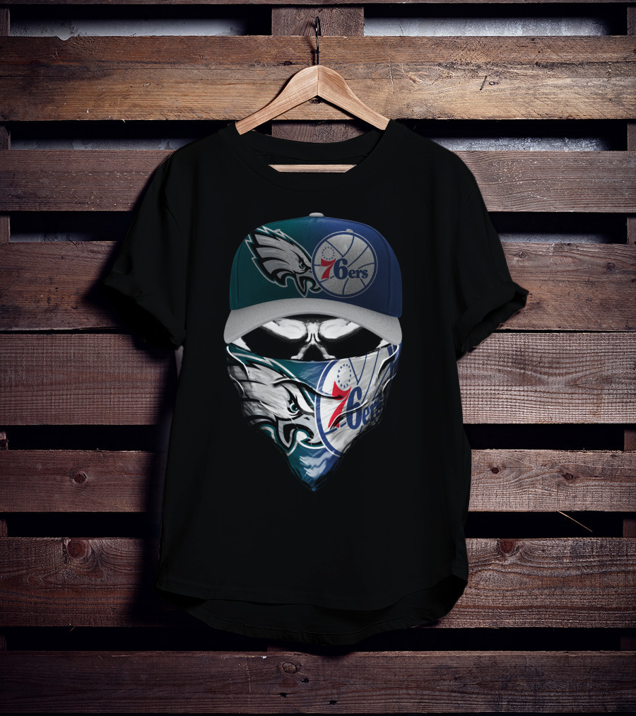 Philadelphia Eagles And 76ers Skull Bandana And Cap T-Shirt