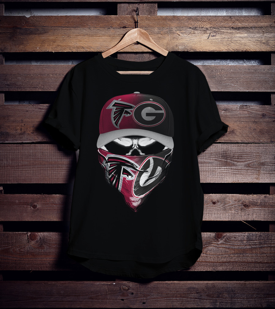 Falcons Georgia Bulldogs Skull Bandana Cap Combo T-Shirt