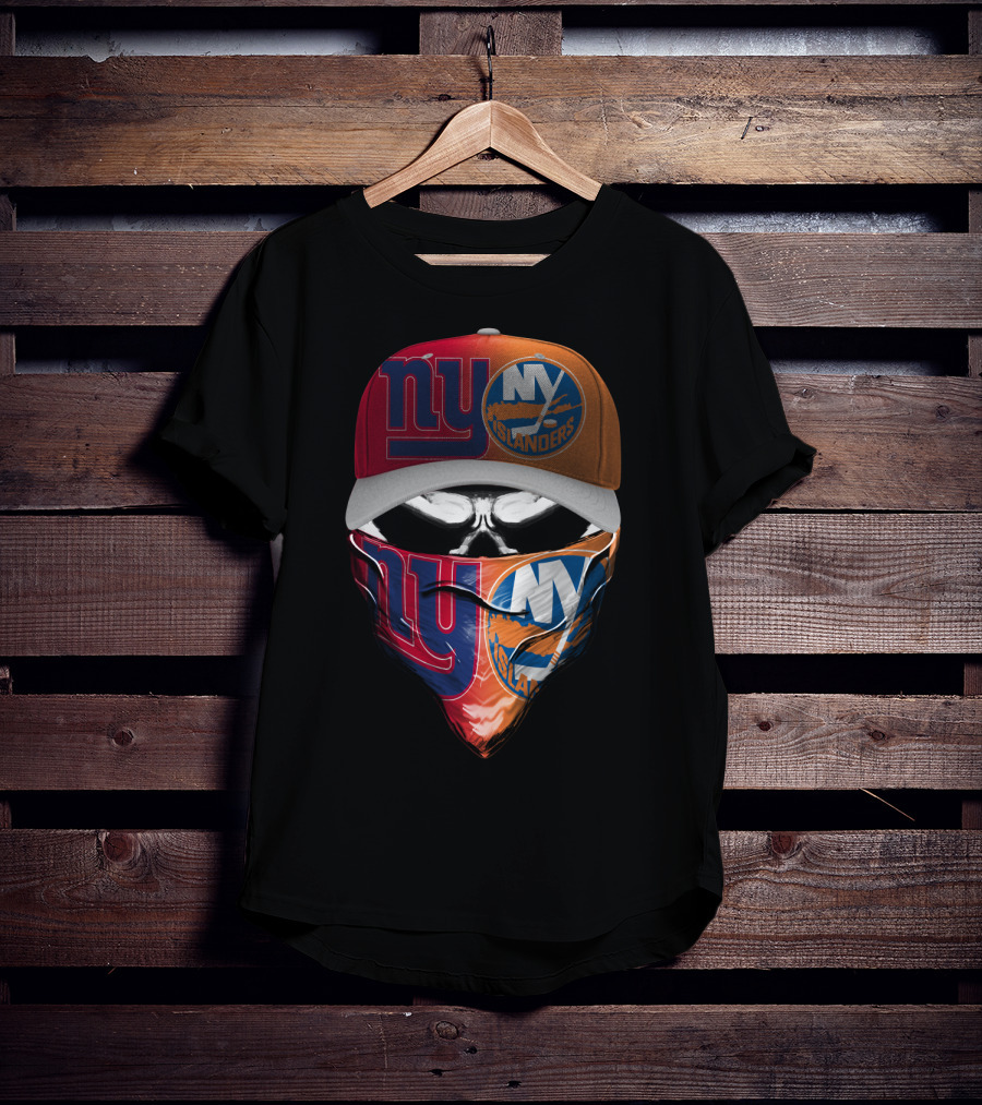 Ny Giants Ny Islanders Skull Mask Combo T-Shirt