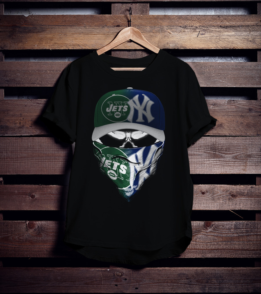 New York Jets Yankees Skull Mask T-Shirt
