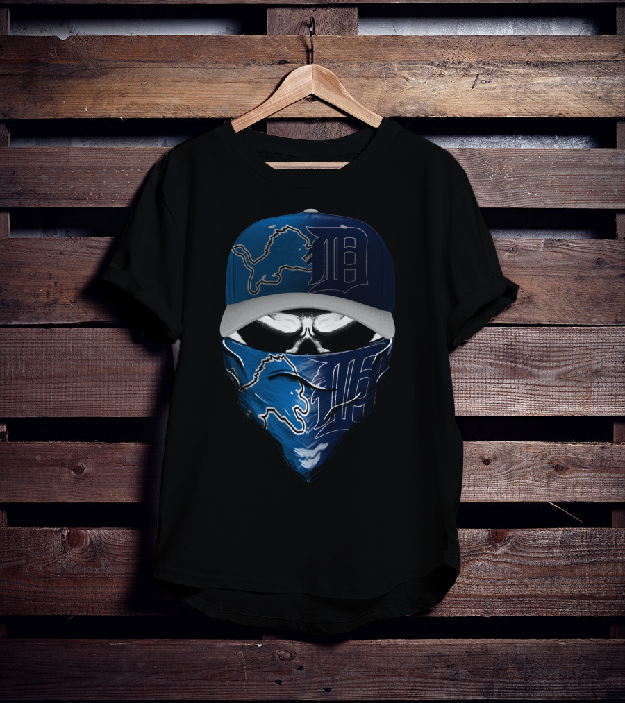 Detroit Lions Face Cover And Cap T-Shirt