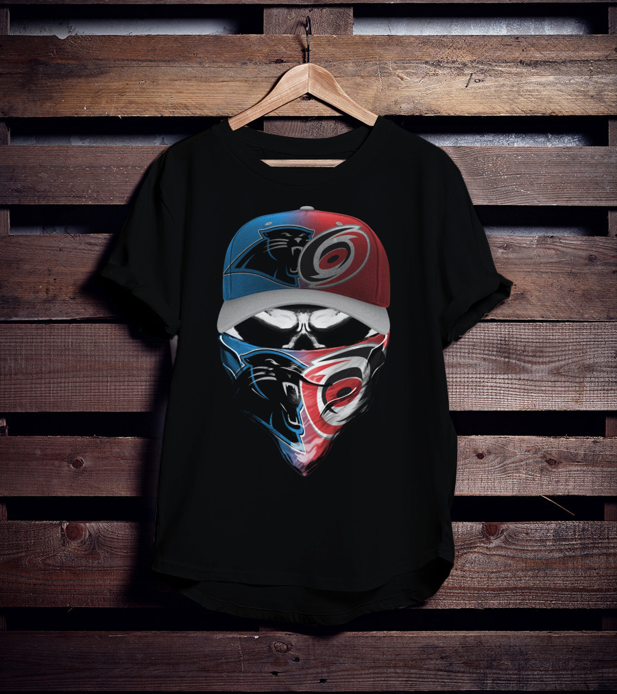 Carolina Panthers Hurricanes Dual Face Mask Hat Design 081 T-Shirt