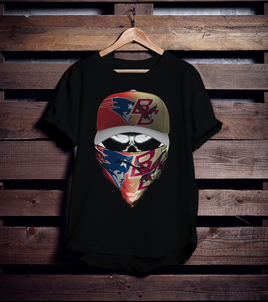 New England Patriots Bc Eagles Skull Mask Combo T-Shirt