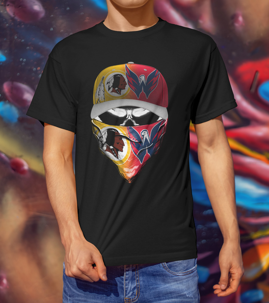 Washington Redskins And Capitals Face Covering Combo T-Shirt