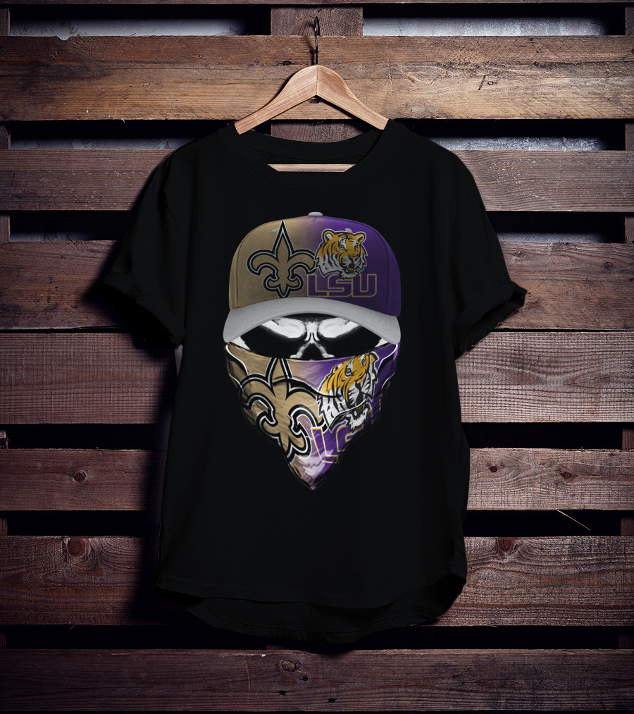 Lsu Tigers New Orleans Saints Logo Mask And Cap Combination T-Shirt