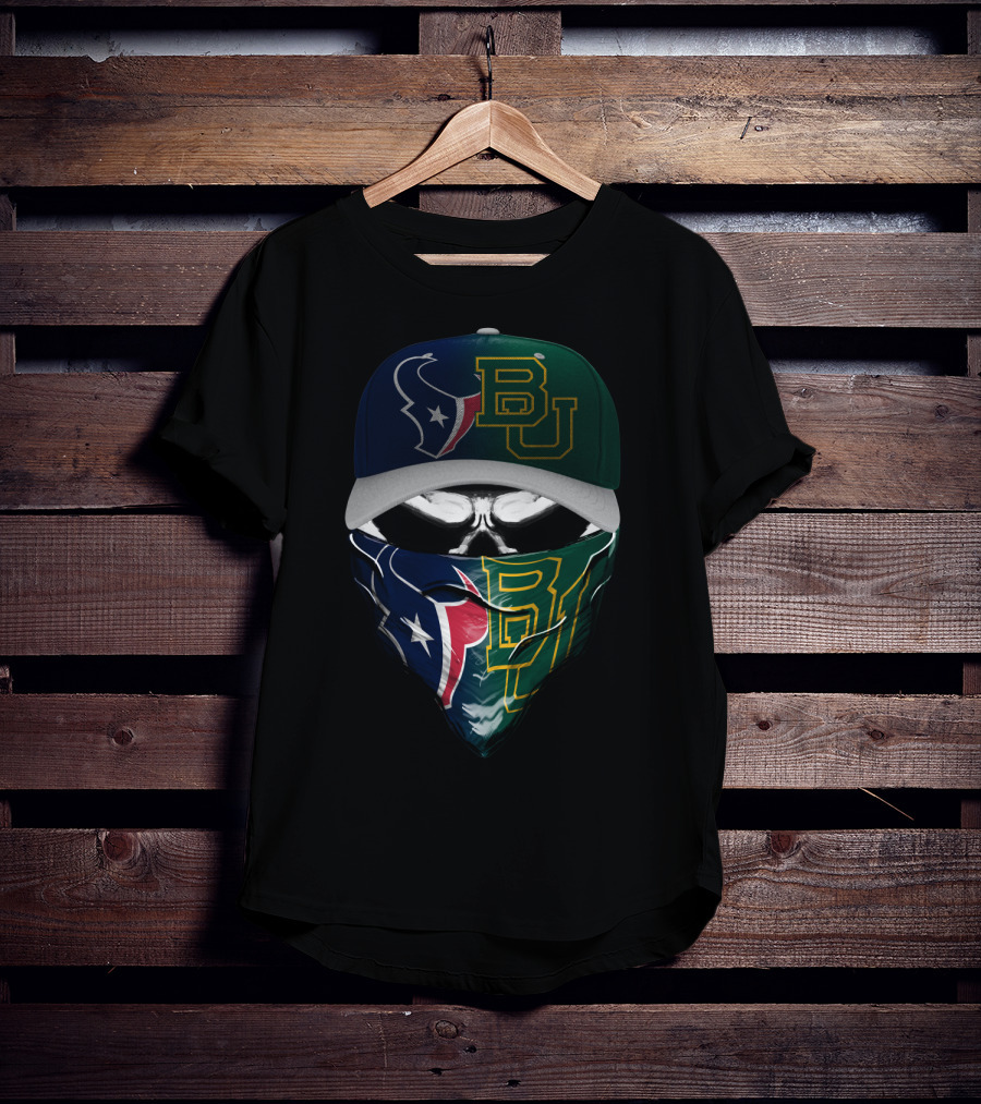 Houston Texans Baylor University Fan Mask Skull T-Shirt
