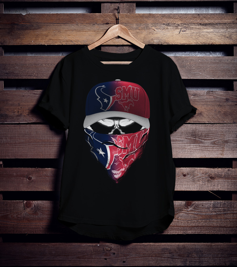 Smu Texas Football Skull Mask Houston Texans T-Shirt