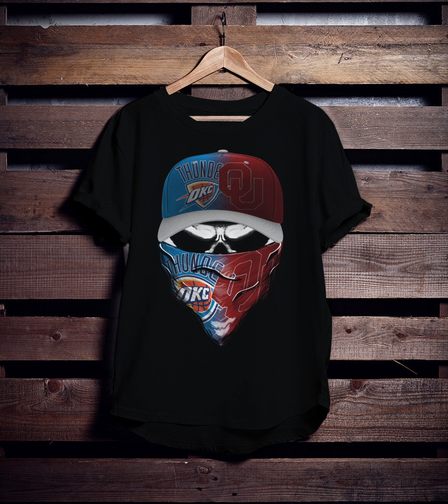 Thunder Okc Ou Cap And Bandana Combination T-Shirt