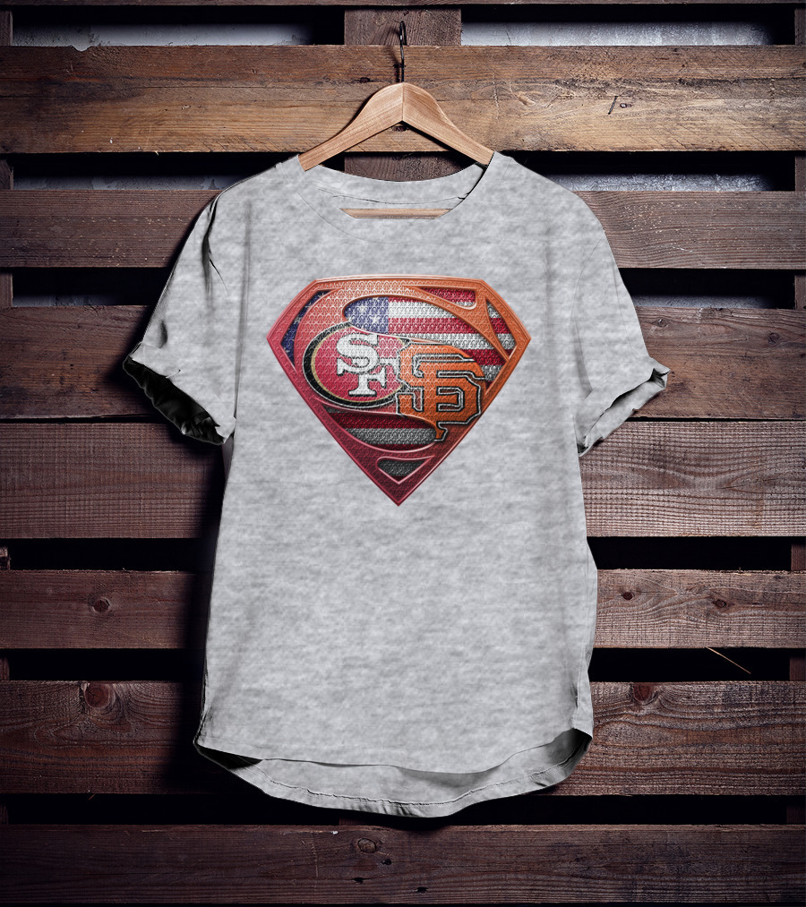 Sf 49ers Sf Giants Superman American Flag T-Shirt