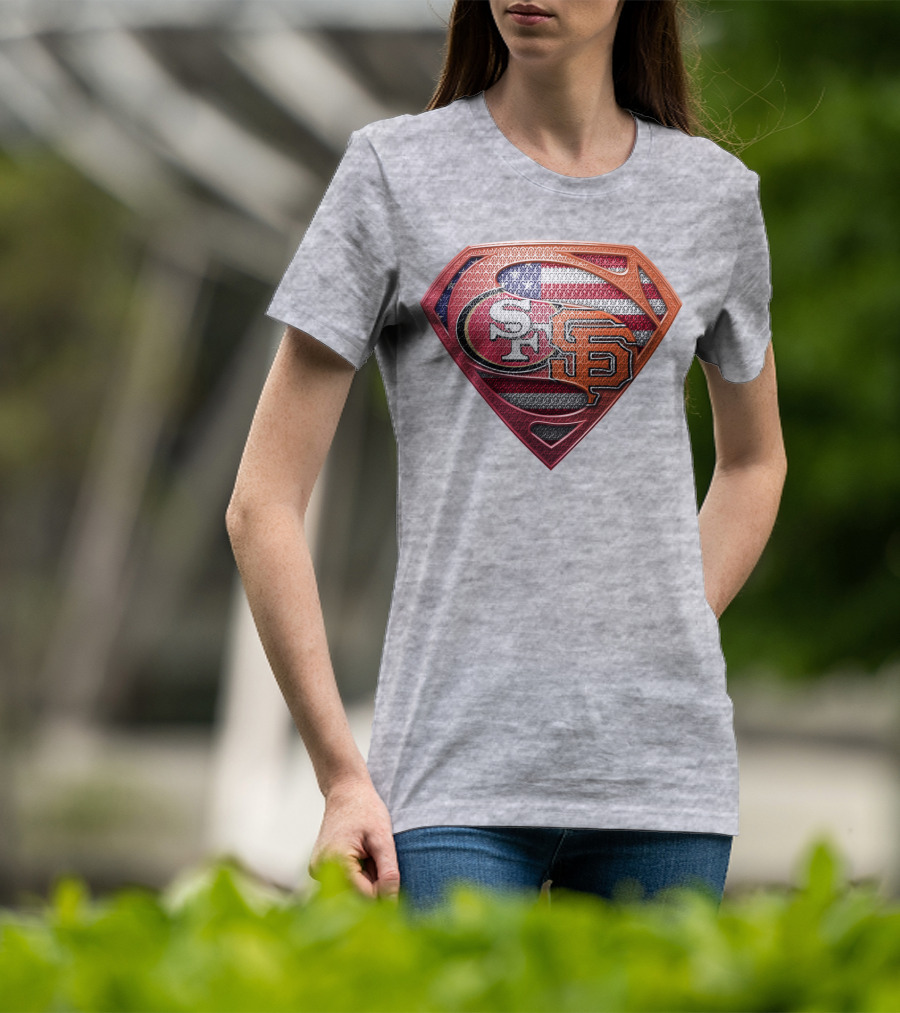 Sf 49ers Sf Giants Superman American Flag T-Shirt