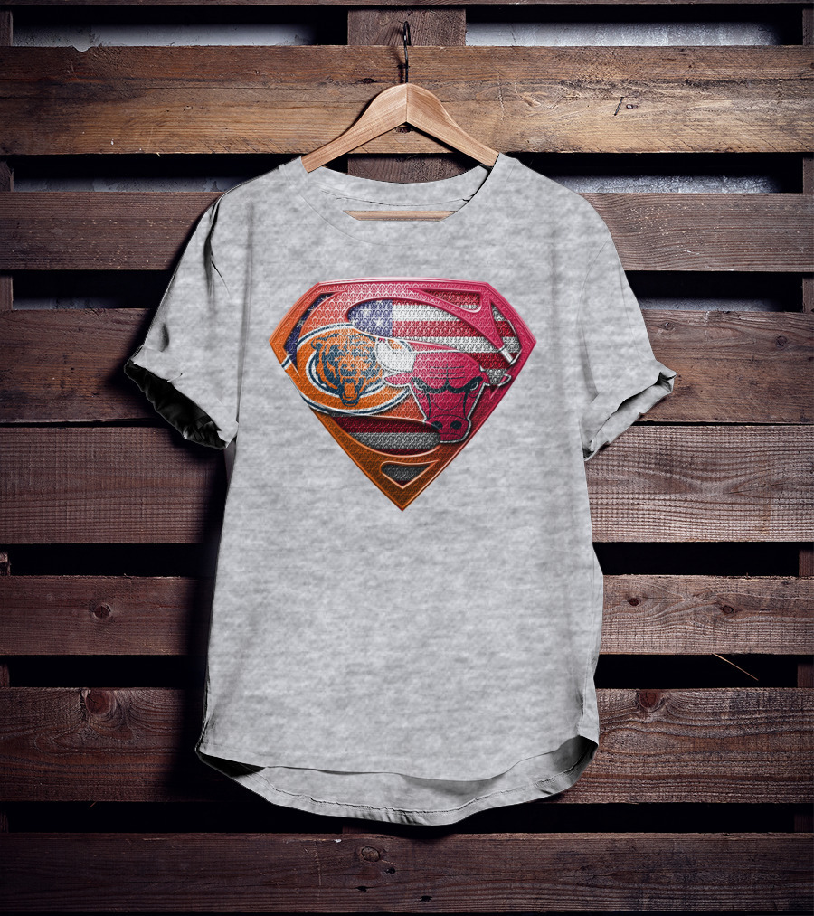 Super Symbols Collage:  Bears Bulls Usa Flag T-Shirt