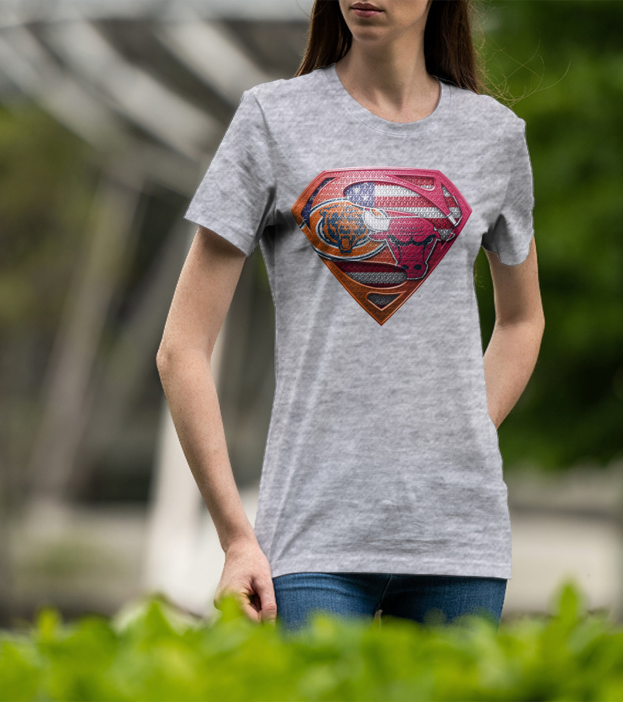 Super Symbols Collage:  Bears Bulls Usa Flag T-Shirt