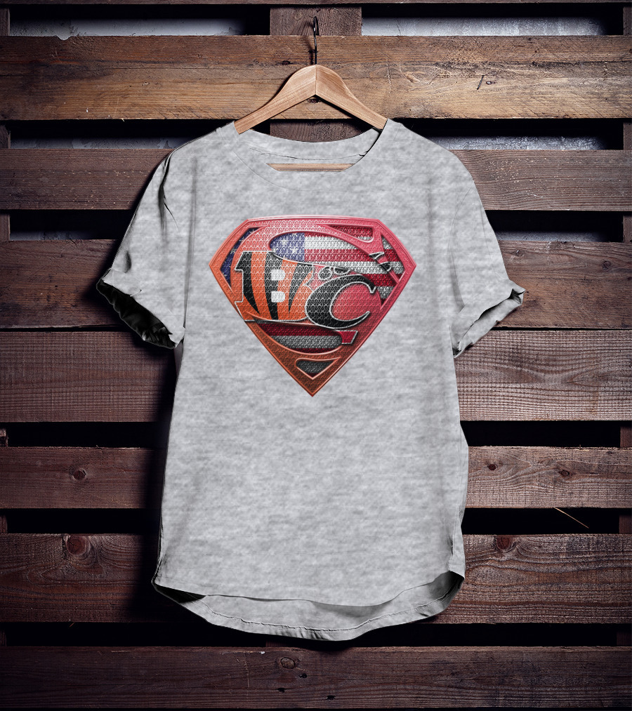 Superman Nfl Logo With American Flag Shield T-Shirt