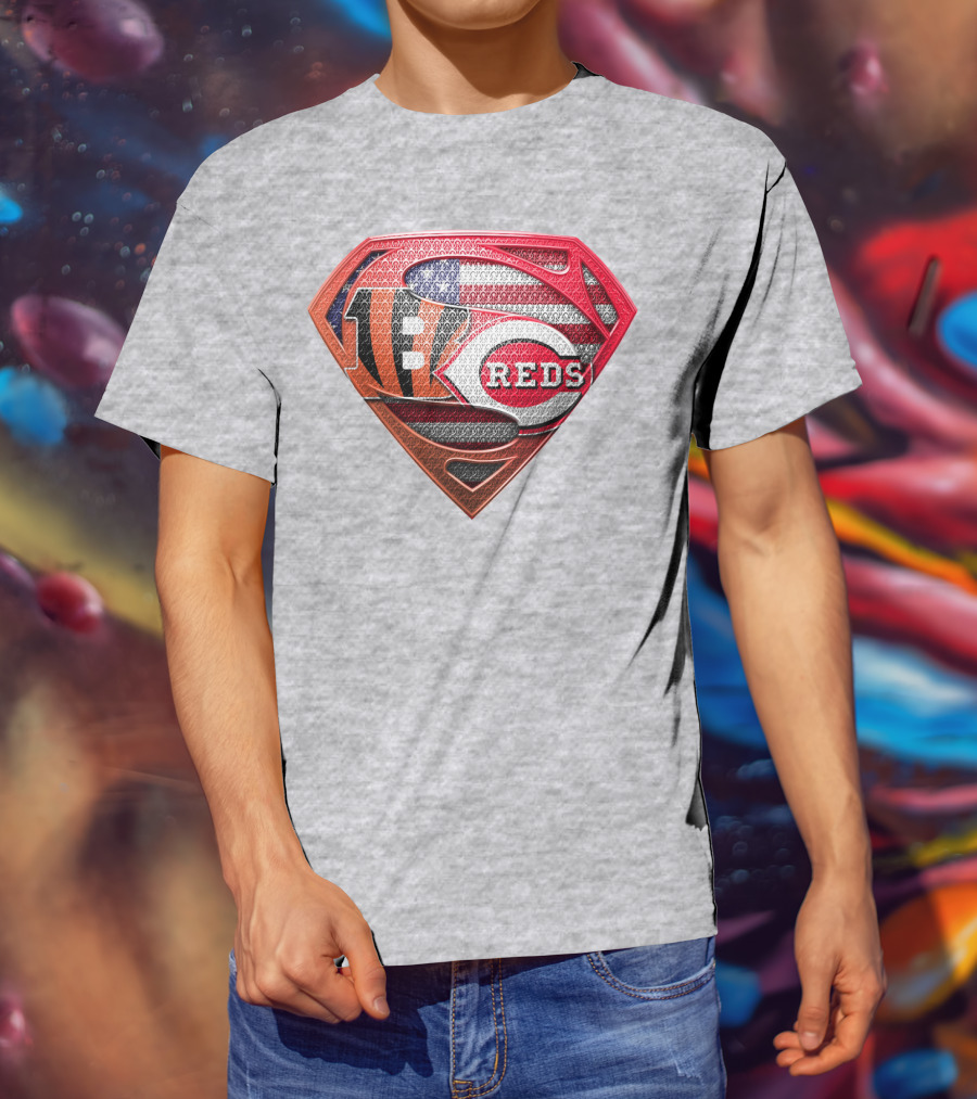 Bengals Reds American Flag Super Symbol T-Shirt