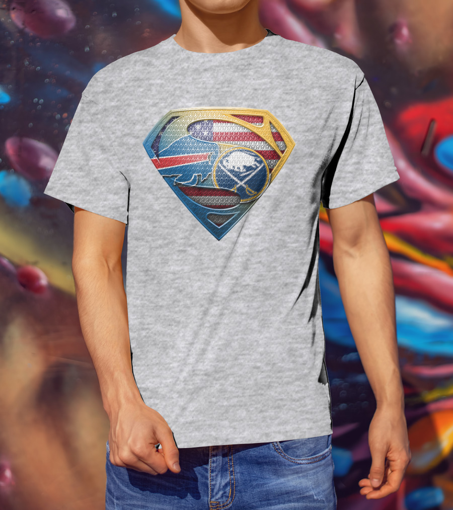 Super Buffalo Sabres American Flag Shield T-Shirt