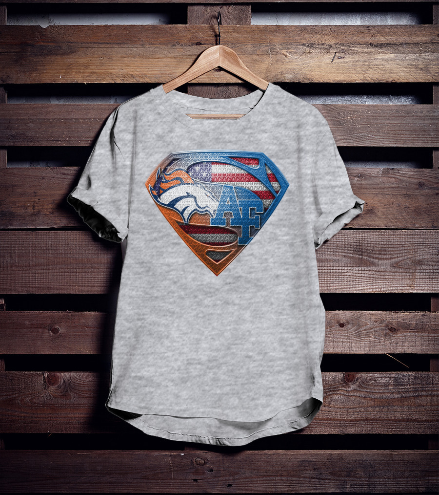 Air Force Falcons Denver Broncos American Flag Shield T-Shirt