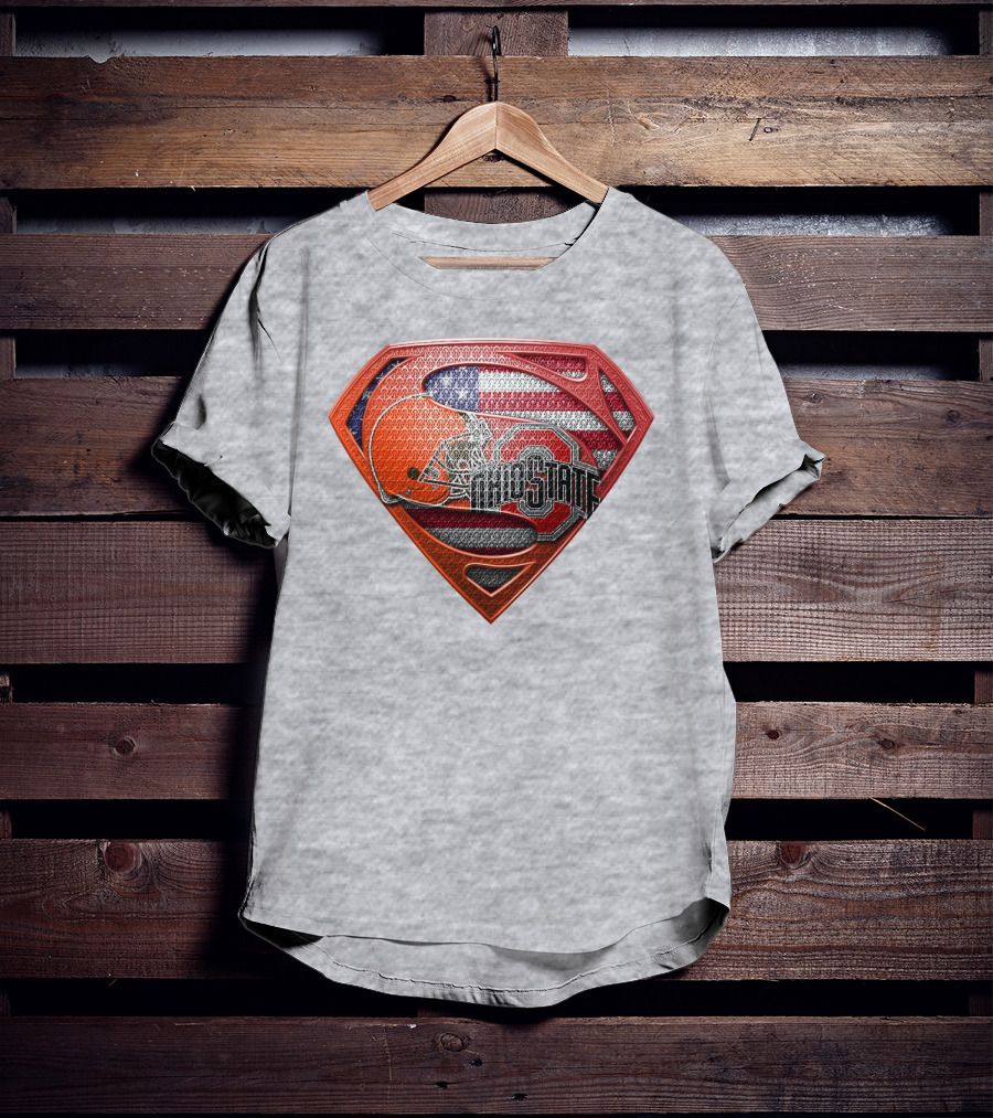 Ohio State Buckeyes American Flag Superman Logo Sps T-Shirt