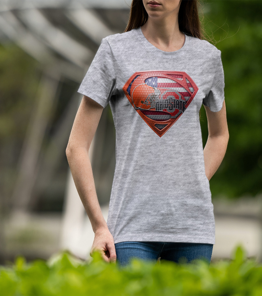 Ohio State Buckeyes American Flag Superman Logo Sps T-Shirt