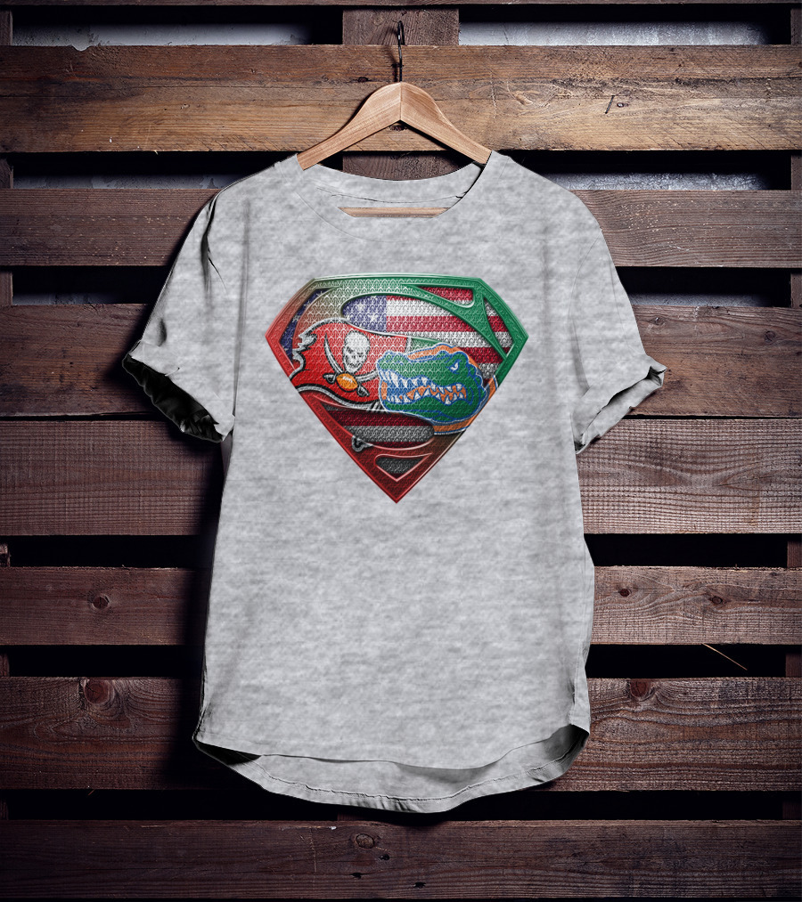 Superman Logo Tampa Bay Buccaneers Florida Gators American Flag T-Shirt