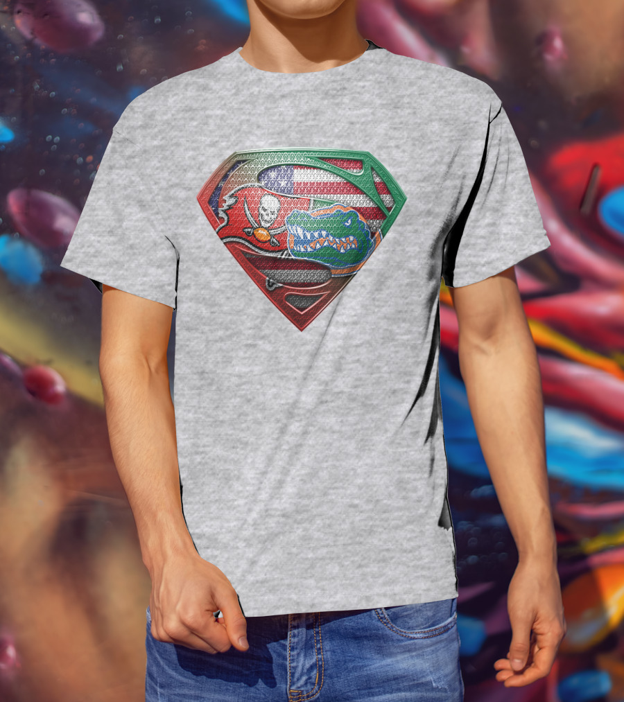 Superman Logo Tampa Bay Buccaneers Florida Gators American Flag T-Shirt
