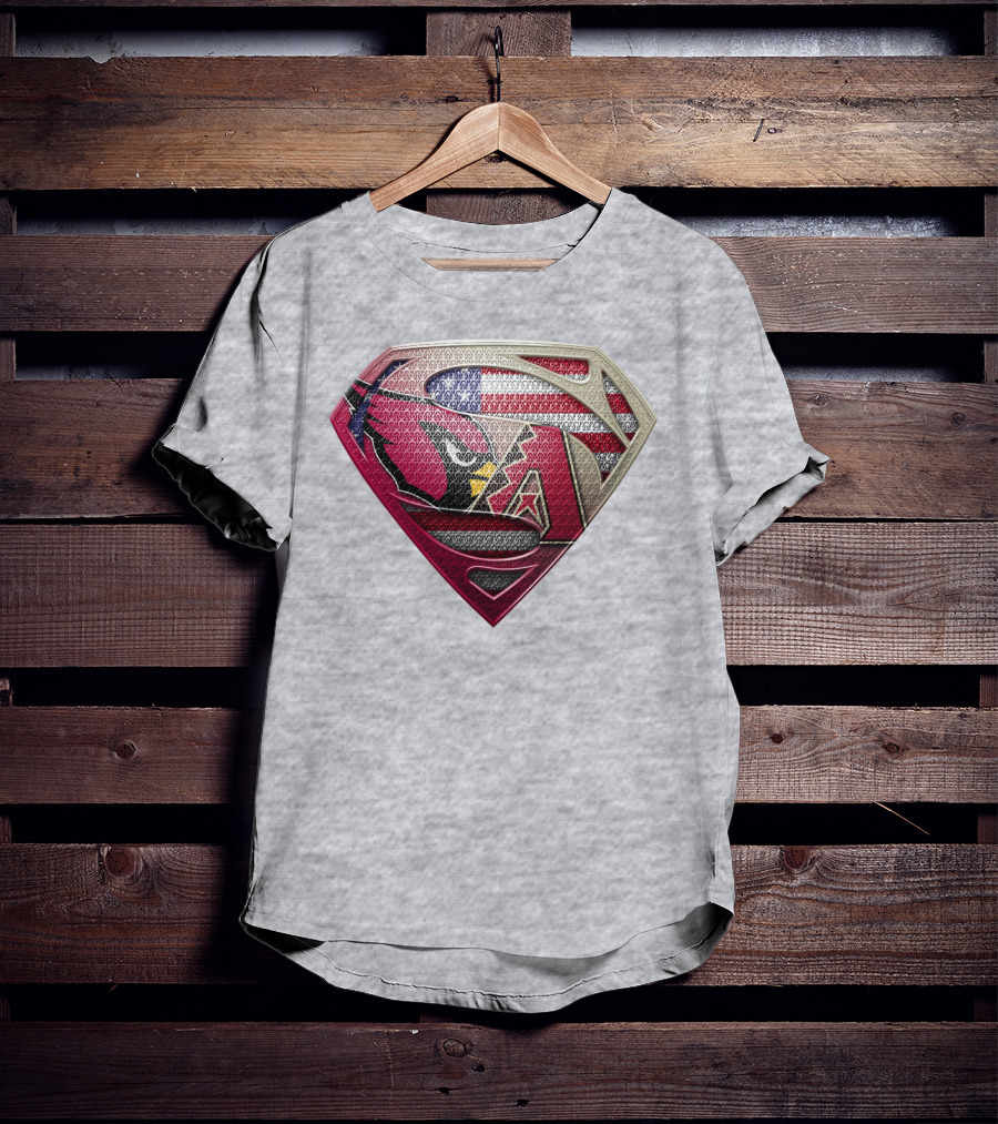 Superman American Flag Arizona Cardinals Logo Fusion T-Shirt