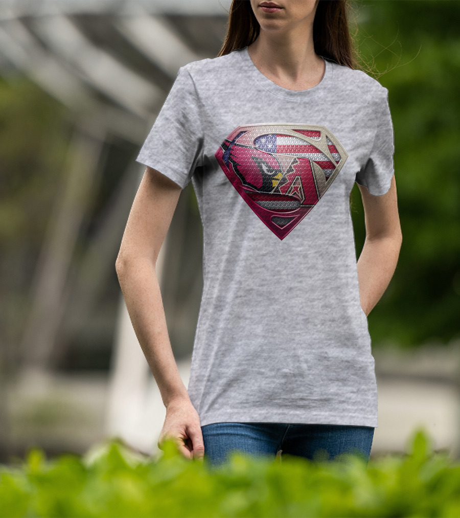 Superman American Flag Arizona Cardinals Logo Fusion T-Shirt