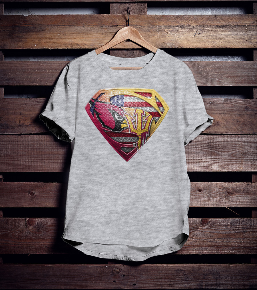 Cardinals And Sun Devils Super Shield American Flag T-Shirt