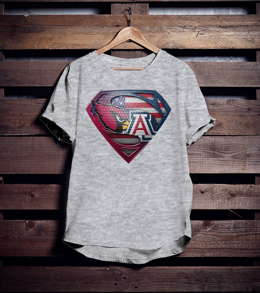 Arizona Cardinals Arizona Wildcats American Flag Shield T-Shirt