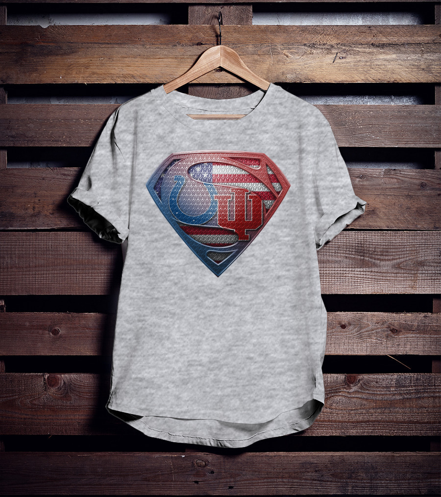Superman Colts Indiana University American Flag T-Shirt