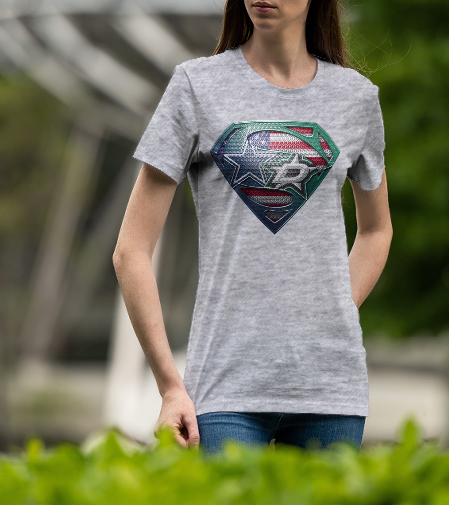 Dallas Stars American Flag Superman T-Shirt