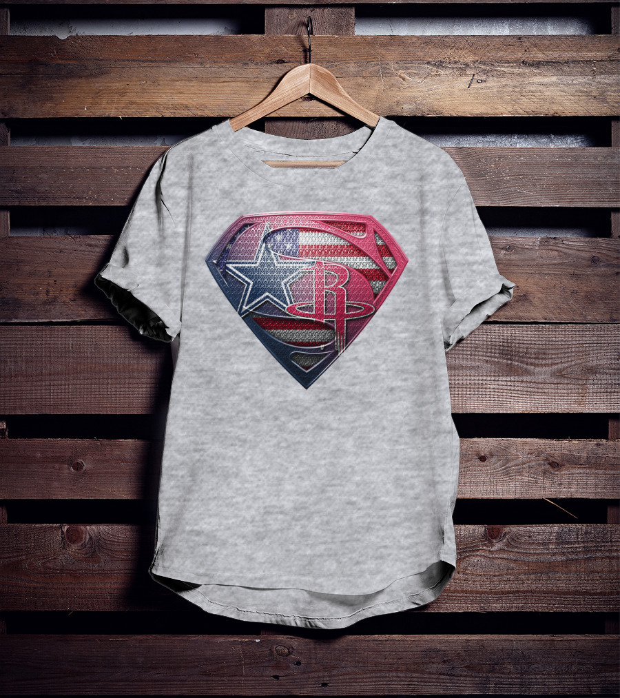 Rockets Superhero Logo With Usa Flag Star T-Shirt