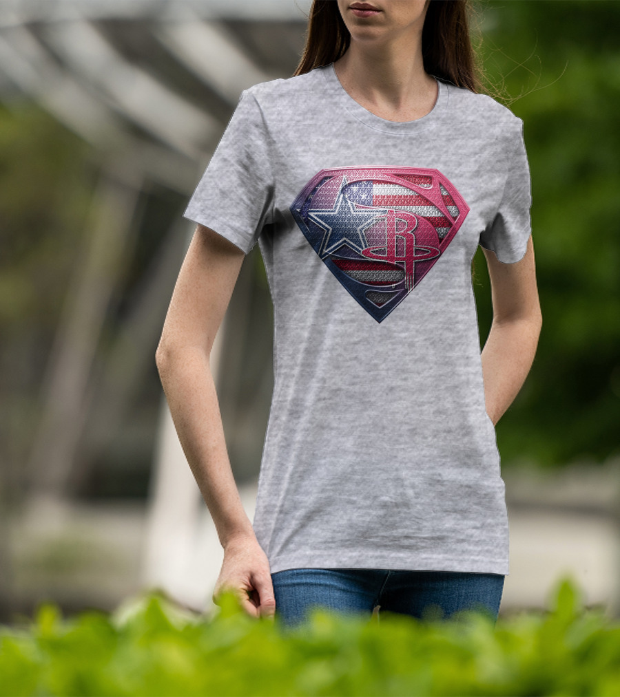 Rockets Superhero Logo With Usa Flag Star T-Shirt